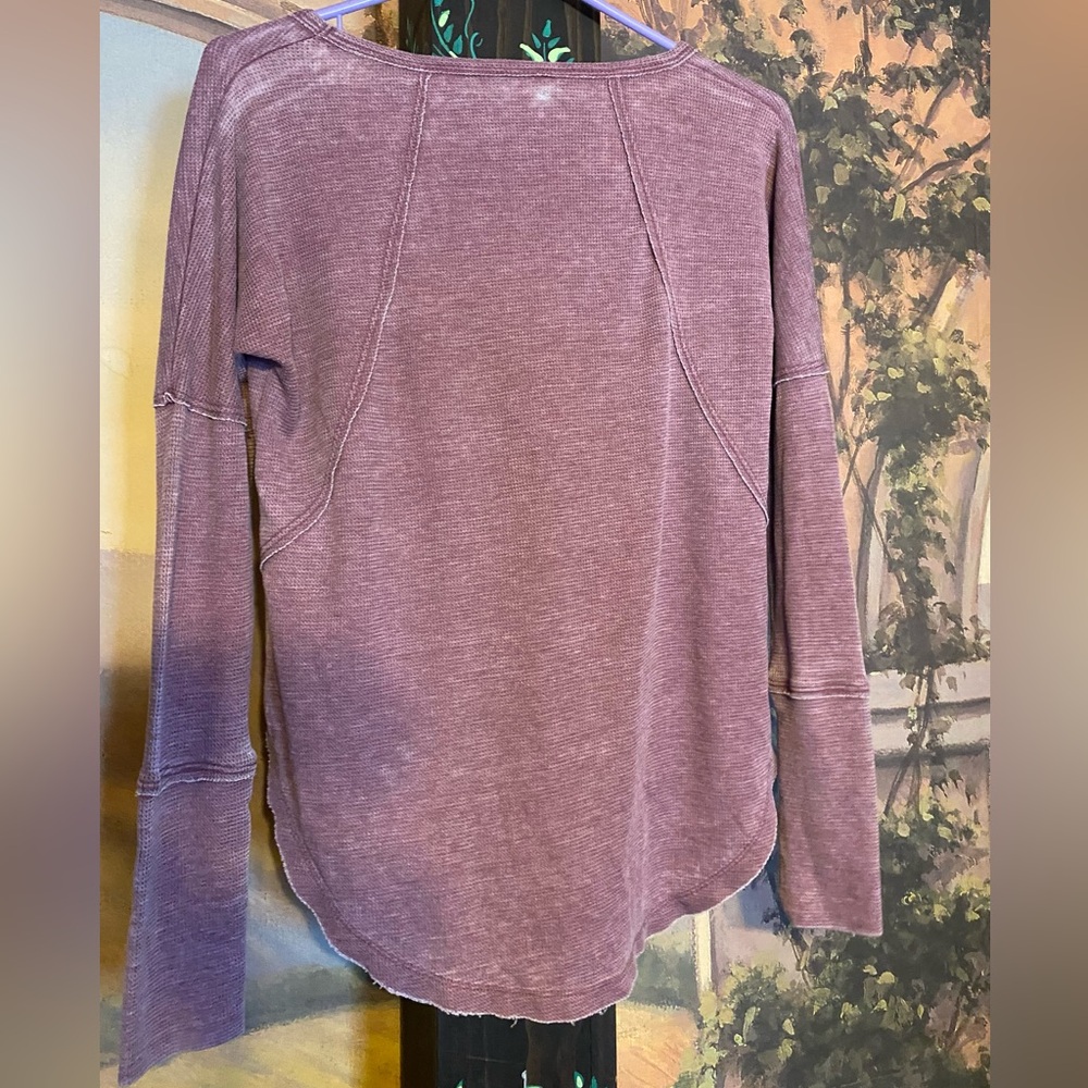 Lucky Brand washed purple waffle knit long sleeve tshirt - Picture 3 of 3
